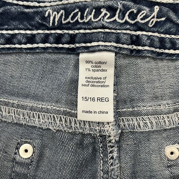 Maurices Denim & Lace Jean Shorts Plus Size 15/16 Reg Vintage Wash - Picture 4 of 5